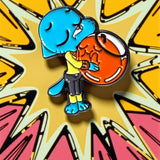 Gumball and Darwin Hug Enamel Pin Cartoon Accessory for Collectors and Fans