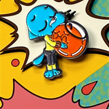 Gumball and Darwin Hug Enamel Pin Cartoon Accessory for Collectors and Fans