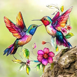 "Stained Glass-Style Acrylic Hummingbird Suncatcher - Vibrant 8in Window Decor"