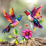 "Stained Glass-Style Acrylic Hummingbird Suncatcher - Vibrant 8in Window Decor"