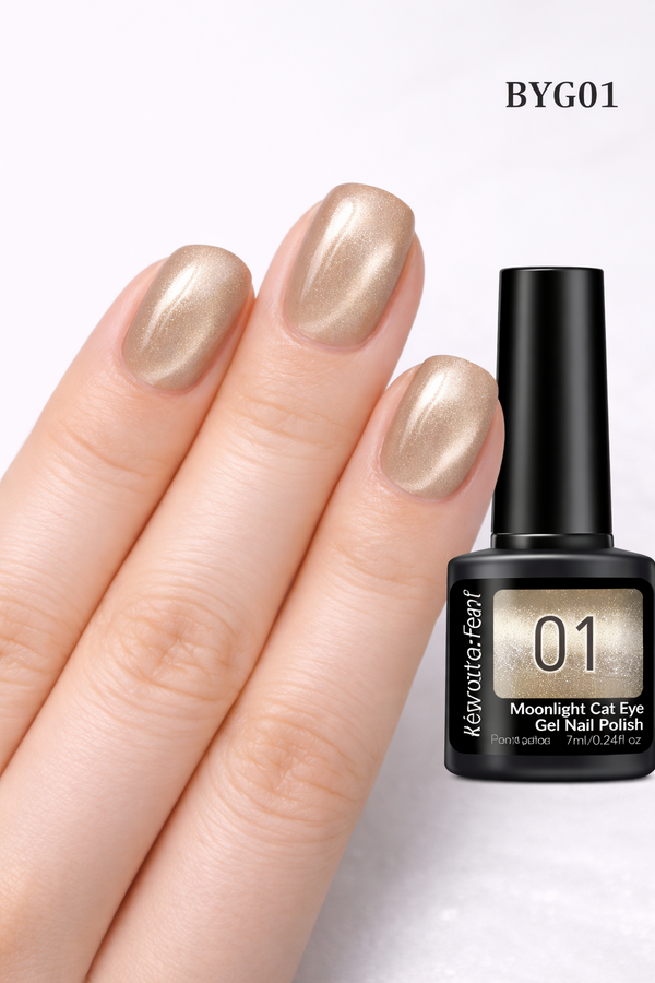 Kewoita Feanf BYG01 Champagne Gold Moonlight Cat Eye Magnetic Gel Polish 7ml