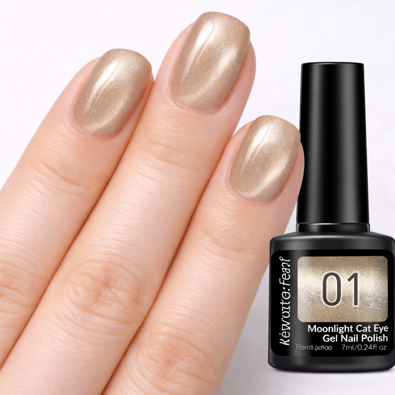 Kewoita Feanf BYG01 Champagne Gold Moonlight Cat Eye Magnetic Gel Polish 7ml