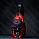 Red Flame Skull Sling Bag 15" Crossbody Chest Backpack with Pockets Gothic Art