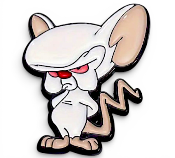 Brain Cartoon Enamel Pin – Retro Villain Collectible, Backpack or Jacket Gift