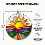 "Sunset Stained Glass-Style Acrylic Suncatcher - 8in Round Scenic Window Decor"