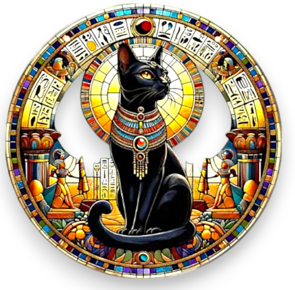 Egyptian Cat Suncatcher 8 Inch Faux Stained Glass Bastet Window Hanging Decor