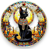 Egyptian Cat Suncatcher 8 Inch Faux Stained Glass Bastet Window Hanging Decor