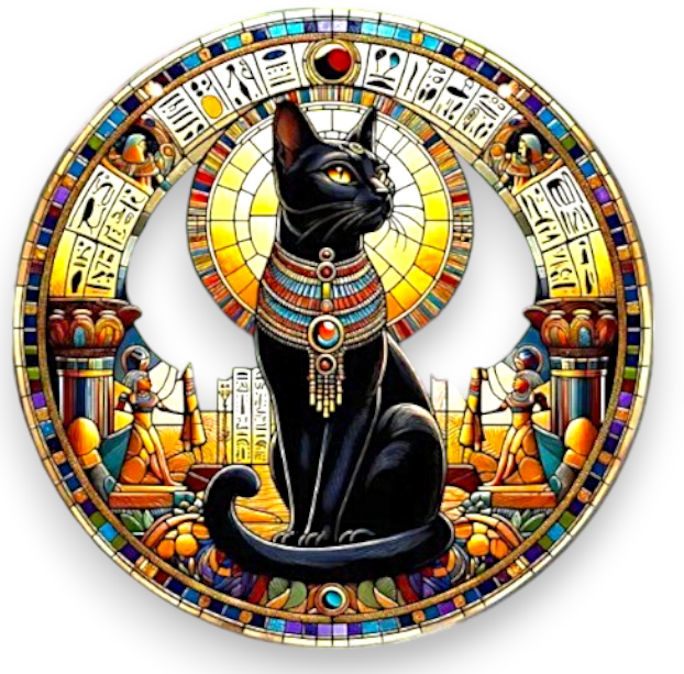 Egyptian Cat Suncatcher 8 Inch Faux Stained Glass Bastet Window Hanging Decor