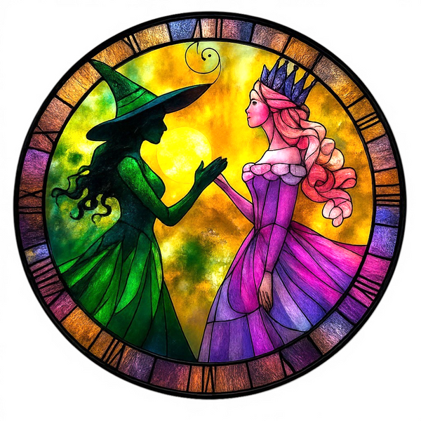 Witch Princess Suncatcher 8” Faux Stained Glass Gothic Fantasy Window Decor