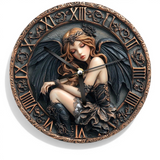 Fallen Angel Wall Clock 9 Inch Silent Gothic Decor Dark Fairy Home Art