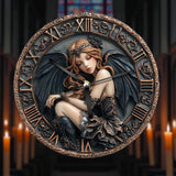 Fallen Angel Wall Clock 9 Inch Silent Gothic Decor Dark Fairy Home Art