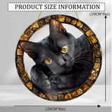 Faux Stained Glass ART Design Black Cat Acrylic Suncatcher – 8in