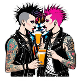Punk Girls Beer Sticker 4in | Alternative Punk Couple BOPP Vinyl Decal