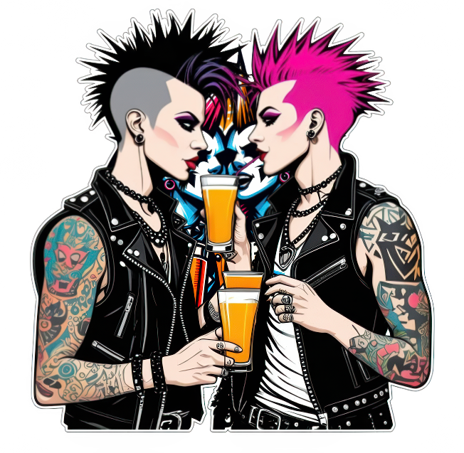 Punk Girls Beer Sticker 4in | Alternative Punk Couple BOPP Vinyl Decal