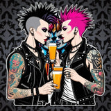 Punk Girls Beer Sticker 4in | Alternative Punk Couple BOPP Vinyl Decal