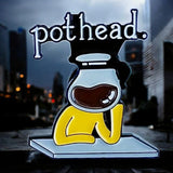 Funny Coffee Pot Head Enamel Pin – Humor Lapel Badge for Coffee Lovers