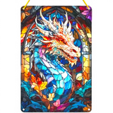 Dragon Suncatcher 12x8" Faux Stained Glass Gothic Fantasy Window Decor