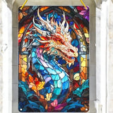 Dragon Suncatcher 12x8" Faux Stained Glass Gothic Fantasy Window Decor