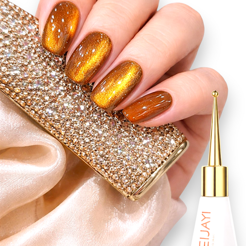Cat Eye Gel Polish Amber Gold Orange Magnetic Glitter UV LED XEIJAYI 9ml