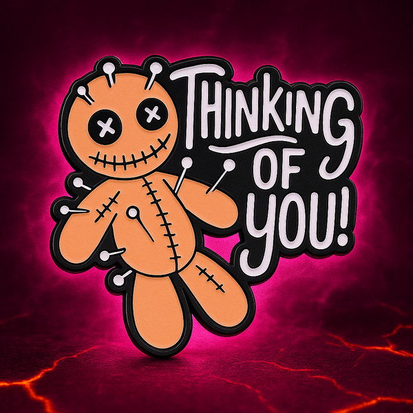 Thinking of You Voodoo Doll Enamel Pin Funny Lapel Backpack Jacket Goth Gift