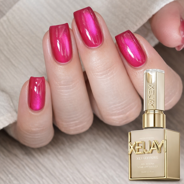 Pink Cat Eye Gel Nail Polish Magnetic Shimmer UV LED Soak Off Nail Art