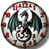 Dragon Wall Clock 10 Inch Gothic Fantasy Black Wings Red Numbers Home Decor