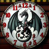 Dragon Wall Clock 10 Inch Gothic Fantasy Black Wings Red Numbers Home Decor