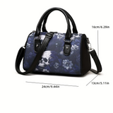Women's Red Skull Floral Crossbody Handbag Gothic Purse Satchel Shoulder Bag