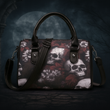 Women's Red Skull Floral Crossbody Handbag Gothic Purse Satchel Shoulder Bag