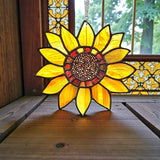 Sunflower Suncatcher Faux Stained Glass Window Hanging 5.9" Decor