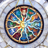 Zodiac Sun & Moon Wall/Window Decor – 8" Astrology Window Panel