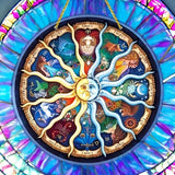 Zodiac Sun & Moon Wall/Window Decor – 8" Astrology Window Panel
