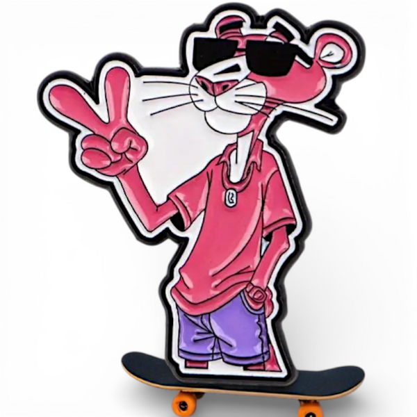 Pink Panther Skateboard Enamel Pin Cartoon Retro Lapel Pin Backpack Jacket