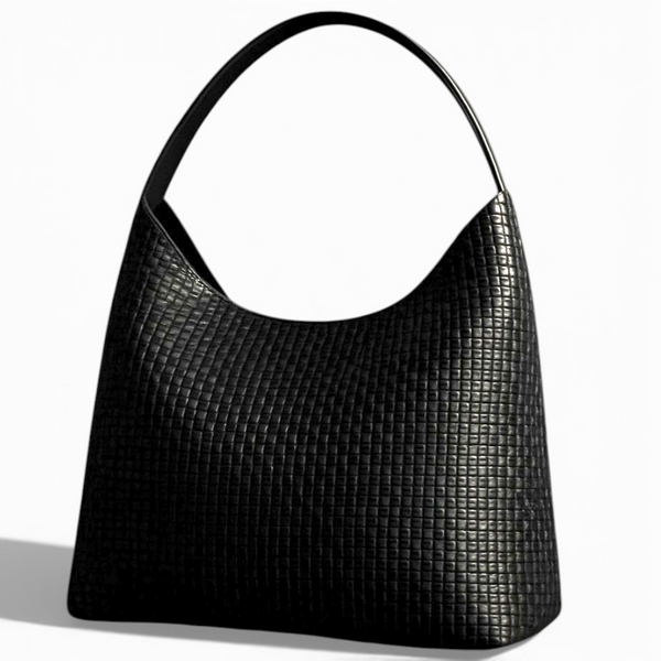 Large Black Woven Hobo Bag Soft Shoulder Tote 15in Lightweight Everyday Purse