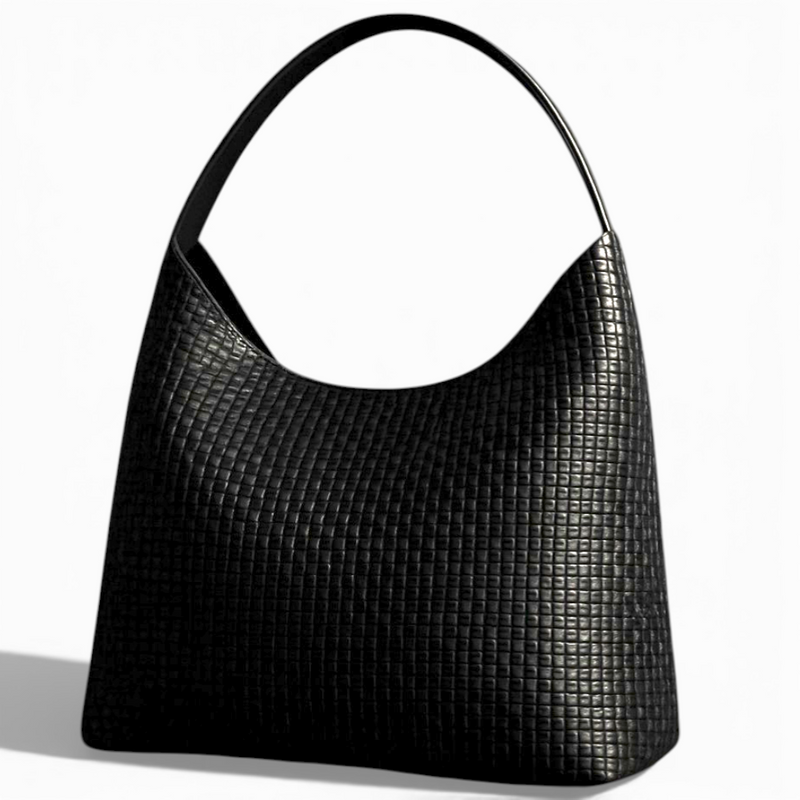 Large Black Woven Hobo Bag Soft Shoulder Tote 15in Lightweight Everyday Purse