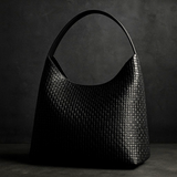 Large Black Woven Hobo Bag Soft Shoulder Tote 15in Lightweight Everyday Purse