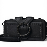 Women’s Retro Rivet Clutch Bag Motorcycle Purse Chain Crossbody