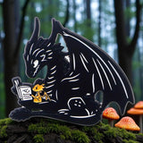 Dragon Reading Book Enamel Pin Gothic Fantasy Cute Black Dragon Badge
