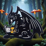 Dragon Reading Book Enamel Pin Gothic Fantasy Cute Black Dragon Badge