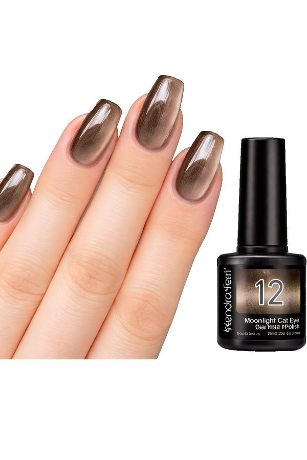 Kewoita Feanf #12 Mocha Brown Moonlight Cat Eye Magnetic Gel Nail Polish 7ml