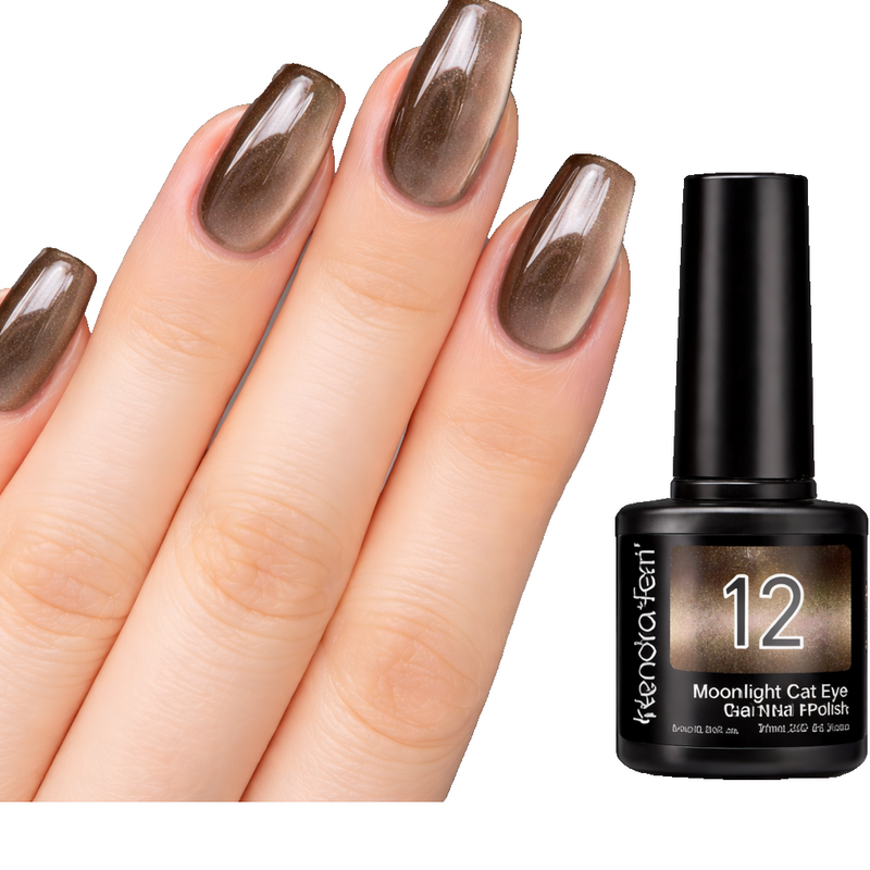 Kewoita Feanf #12 Mocha Brown Moonlight Cat Eye Magnetic Gel Nail Polish 7ml