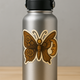 4" Steampunk Butterfly Decal-Clockwork Gears Moth & Crescent Moon Vinyl Sticker