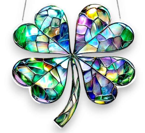 Acrylic Stained Glass Shamrock Suncatcher 2D Flat 8in Irish Window Hanging