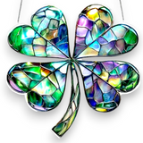 Acrylic Stained Glass Shamrock Suncatcher 2D Flat 8in Irish Window Hanging