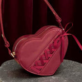 Red Heart Crossbody Purse Gothic Lolita Bow Bag Adjustable Strap Gift for Her