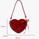 Red Heart Crossbody Purse Gothic Lolita Bow Bag Adjustable Strap Gift for Her