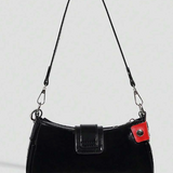 Black Punk Studded Shoulder Bag Red Strap Chain Y2K Gothic Alt Purse