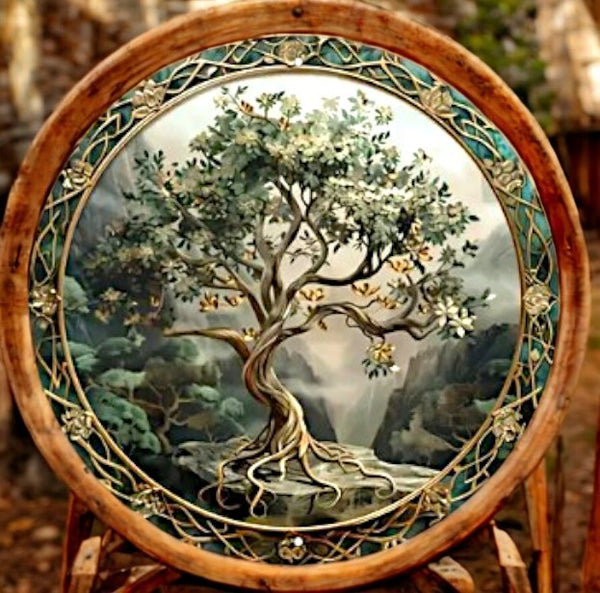 Tree of Life Wall Art – 8" Flat Acrylic Decor with Celtic Frame – Mystical