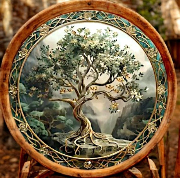 Tree of Life Wall Art – 8" Flat Acrylic Decor with Celtic Frame – Mystical