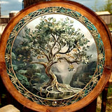 Tree of Life Wall Art – 8" Flat Acrylic Decor with Celtic Frame – Mystical